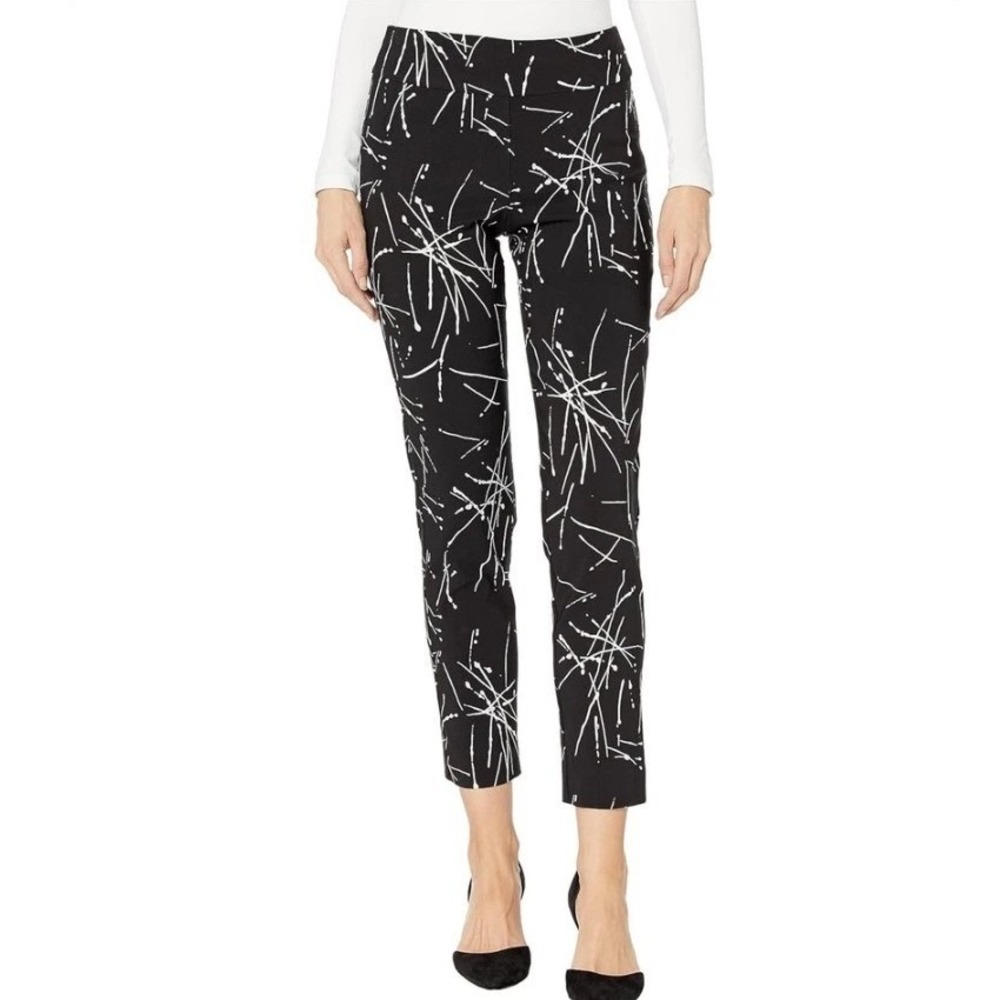 Krazy Larry‎ Capri Pants Size 8 Black White Abstract Firecracker Print Stretch